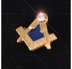 Square and Compass Lapel Pin with Zircon