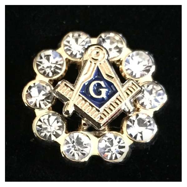 Vintage Zircons Masonic Lapel Pin.