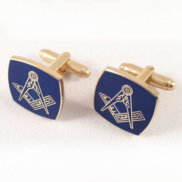  Masonic Cuff-links Gold Plated and Blue Polish Finishing.   