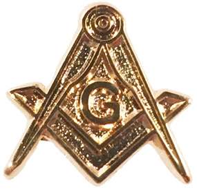 Square and Compass gold plated lapel Pin.