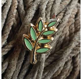 Sprig of Acacia lapel Pin, Gold Enamel.