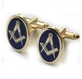 Cuff-links Gold Plated and Blue Polish Finishing.   