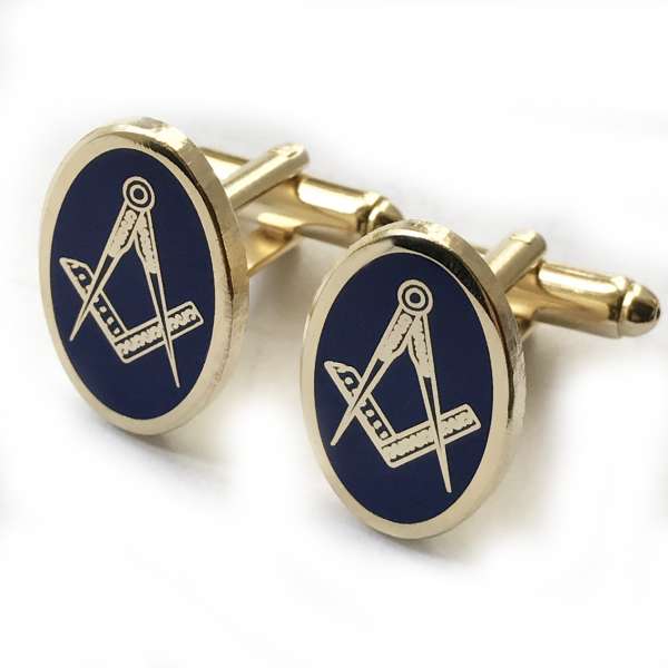 Cuff-links Gold Plated and Blue Polish Finishing.   