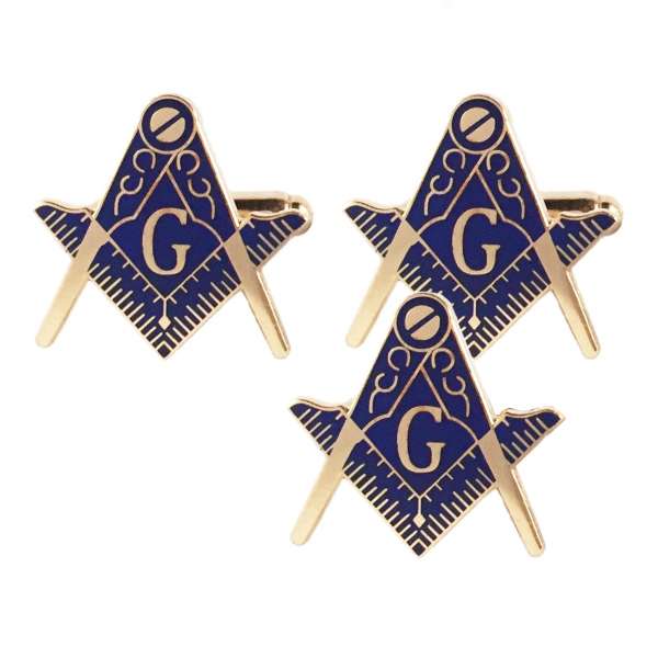  Masonic Cuff-links Gold Plated and Blue Polish Finishing.   